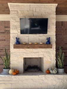fall outdoor patio fireplace